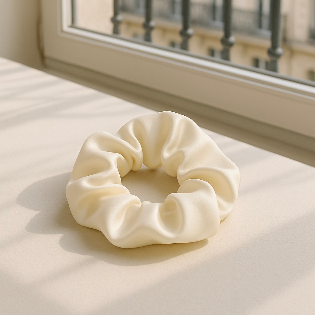 Chouchou Classique en Satin de Soie Noir