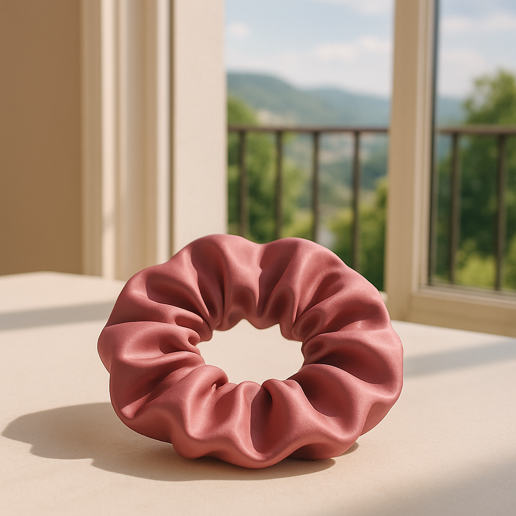 Chouchou Classique en Satin de Soie Noir