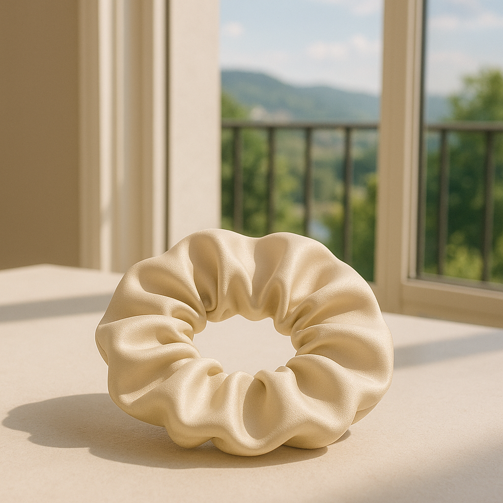 Chouchou Classique en Satin de Soie Noir